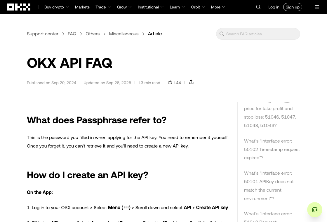 OKX API FAQ